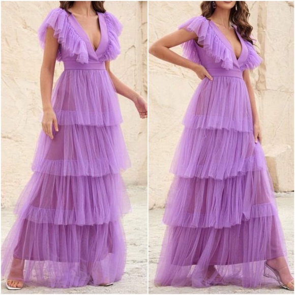 Luxe Backless Cap Sleeve Formal Prom Wedding Dress - Picture 2 of 5